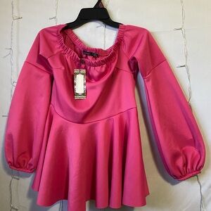Boohoo Hot Pink Long Sleeve Fit-and-Flare Girls' Dress